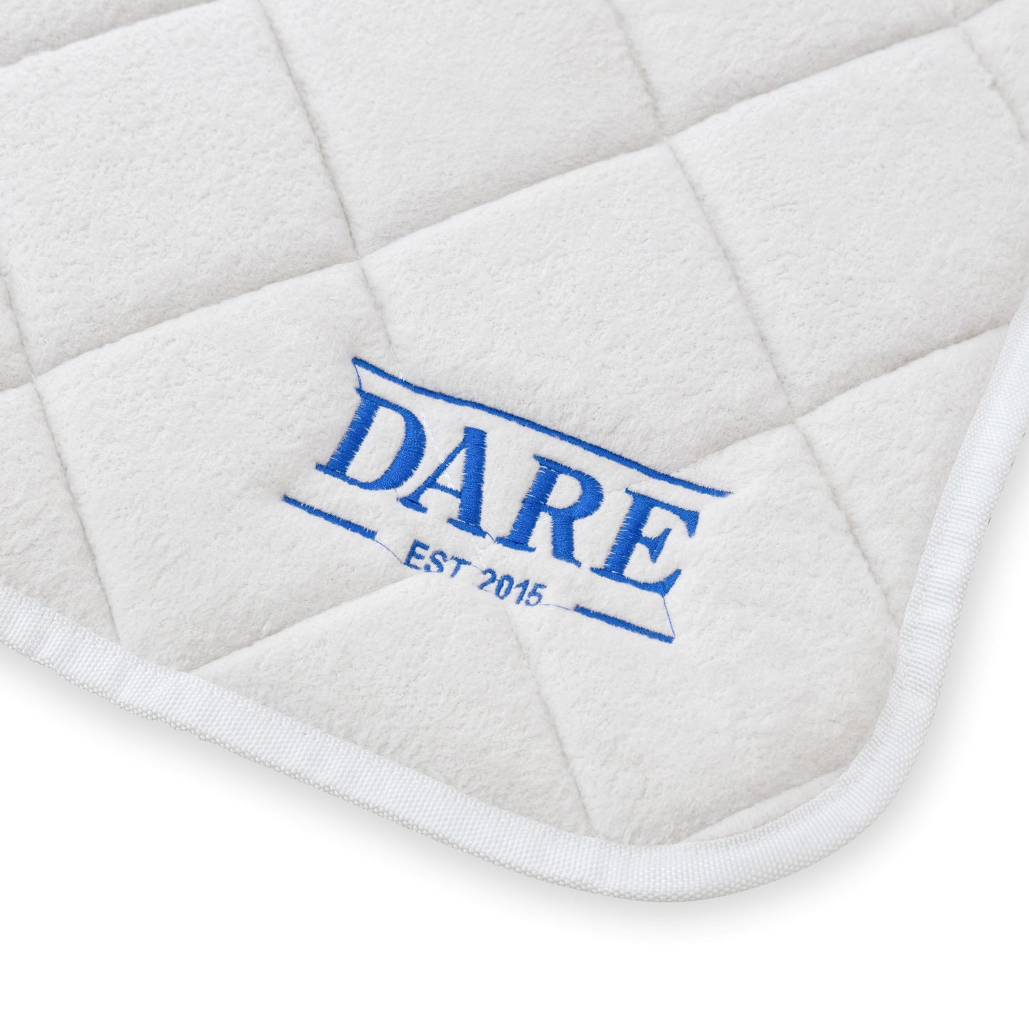 SADDLE PAD & EAR BONNET SET - WHITE with Blue Logo