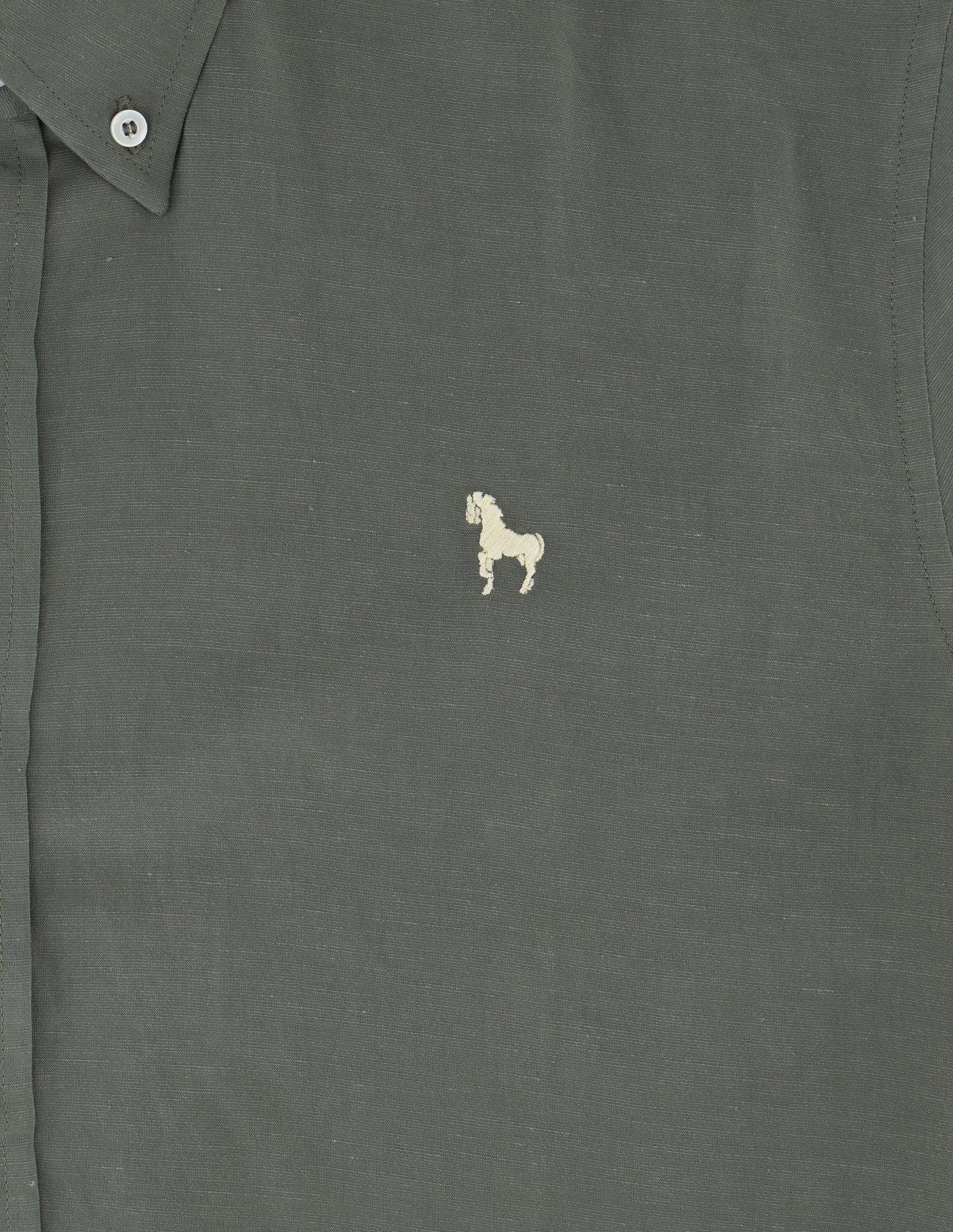 MALE LINEN POLO SHIRT - GRAY-GREEN