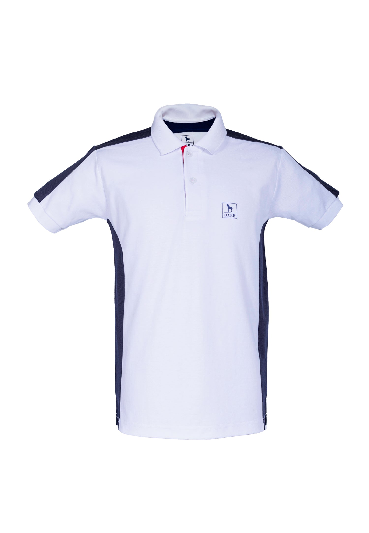 Material: Cool Tex Double Layered Fabric Breathe Wick-able UV Protected Shape Retention NAVY SHOULDER & SLEEVE PANELS/RED INSIDE PLACKET