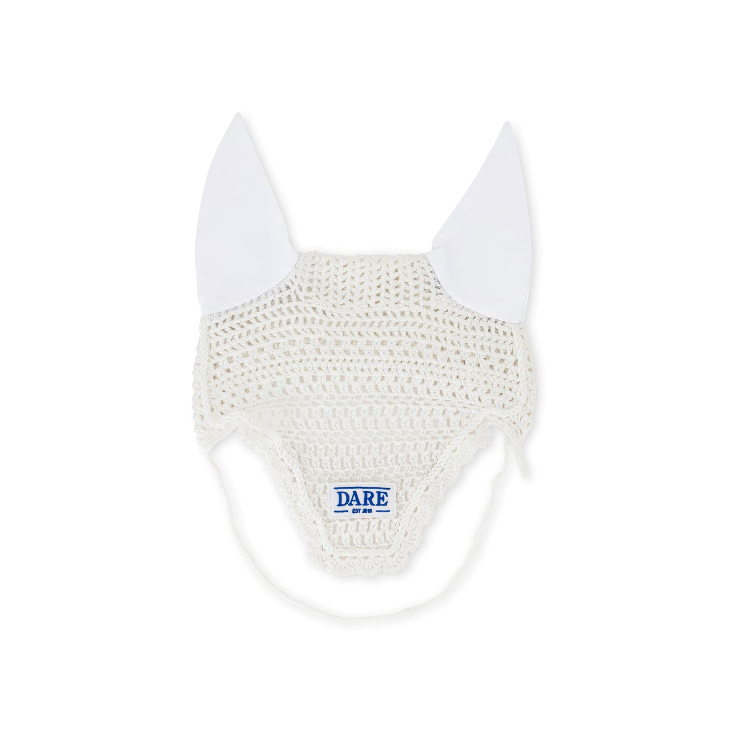 SADDLE PAD & EAR BONNET SET - WHITE with Blue Logo