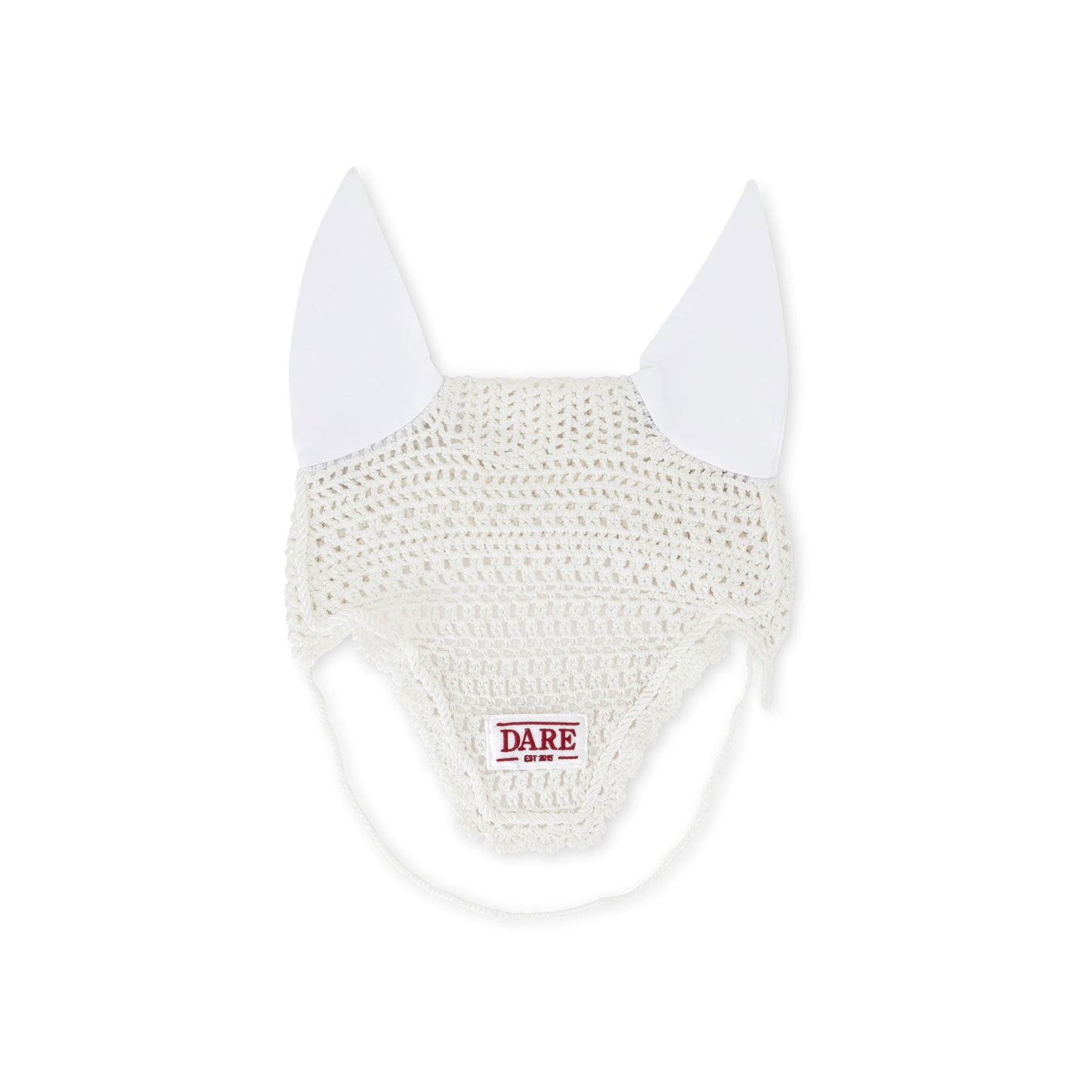 SADDLE PAD & EAR BONNET SET - WHITE with Red Logo