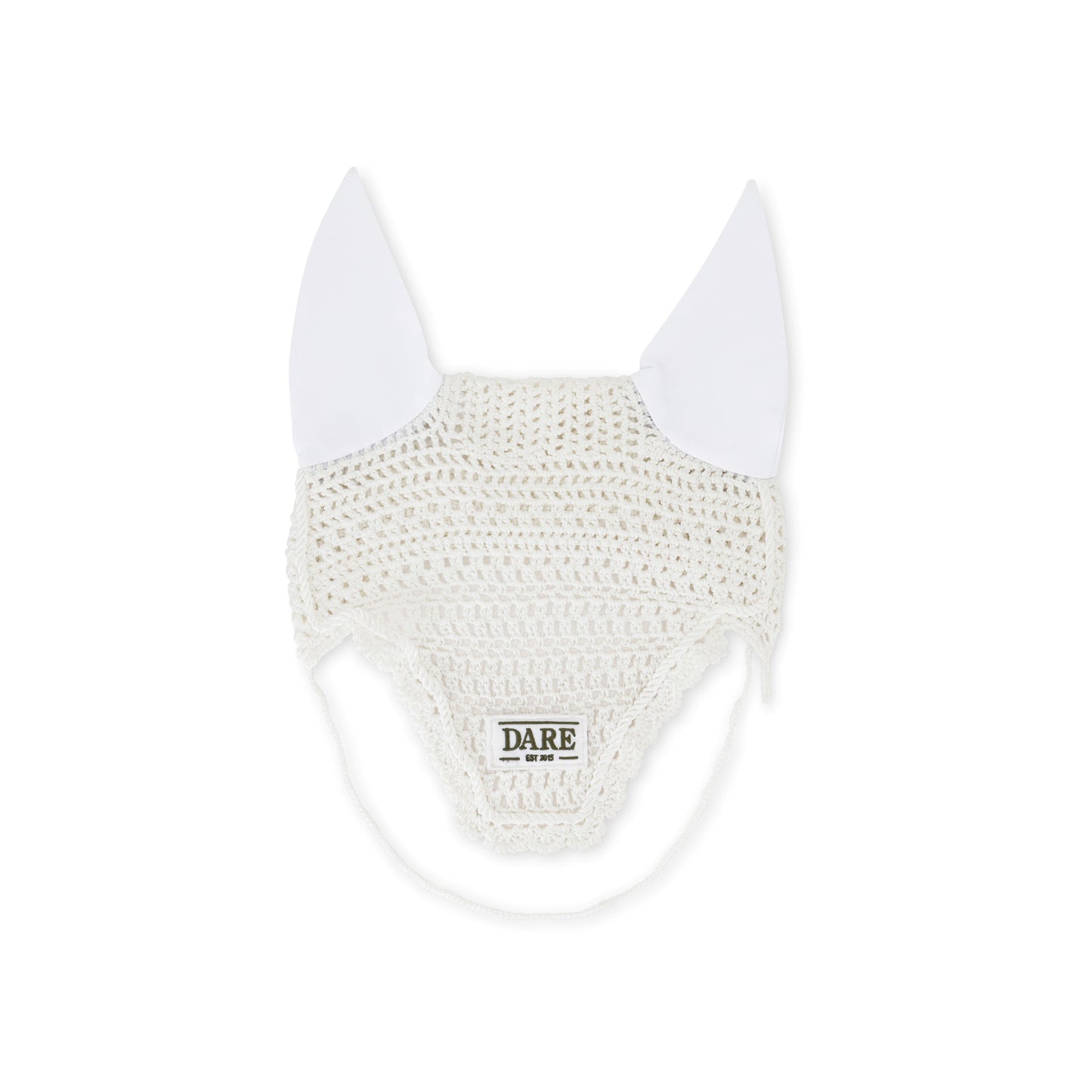 SADDLE PAD & EAR BONNET SET - WHITE with Green Logo