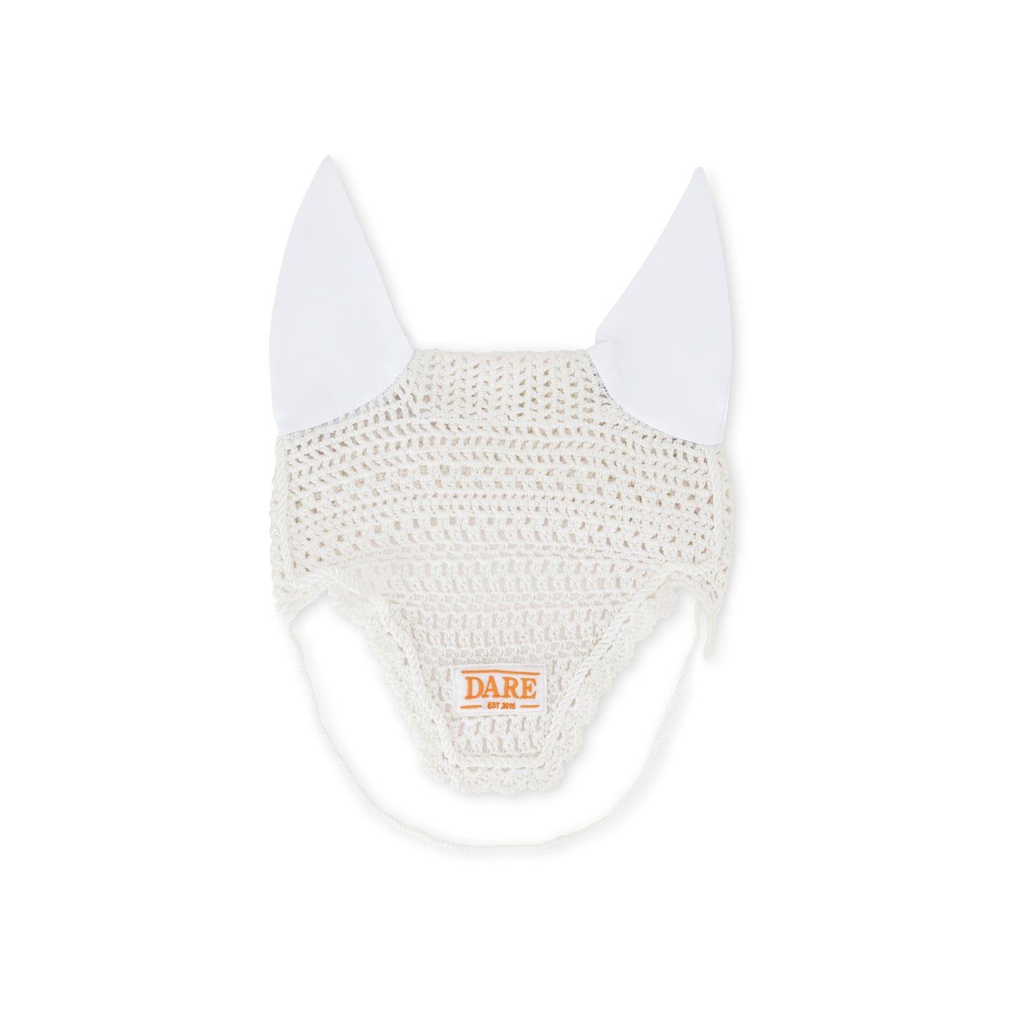 SADDLE PAD & EAR BONNET SET - WHITE with Orange Logo