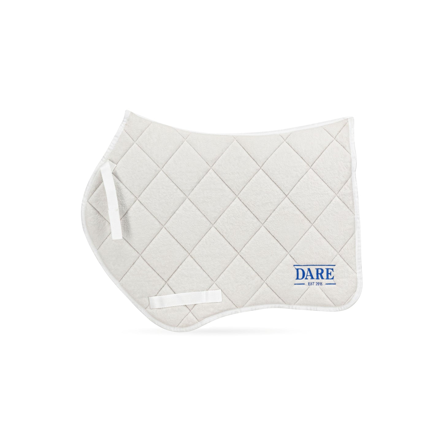 SADDLE PAD & EAR BONNET SET - WHITE with Blue Logo