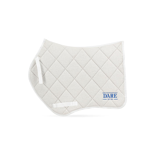 SADDLE PAD & EAR BONNET SET - WHITE with Blue Logo