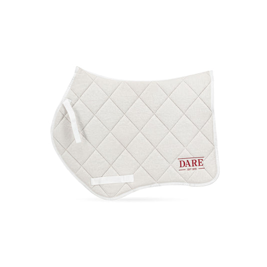 SADDLE PAD & EAR BONNET SET - WHITE with Red Logo