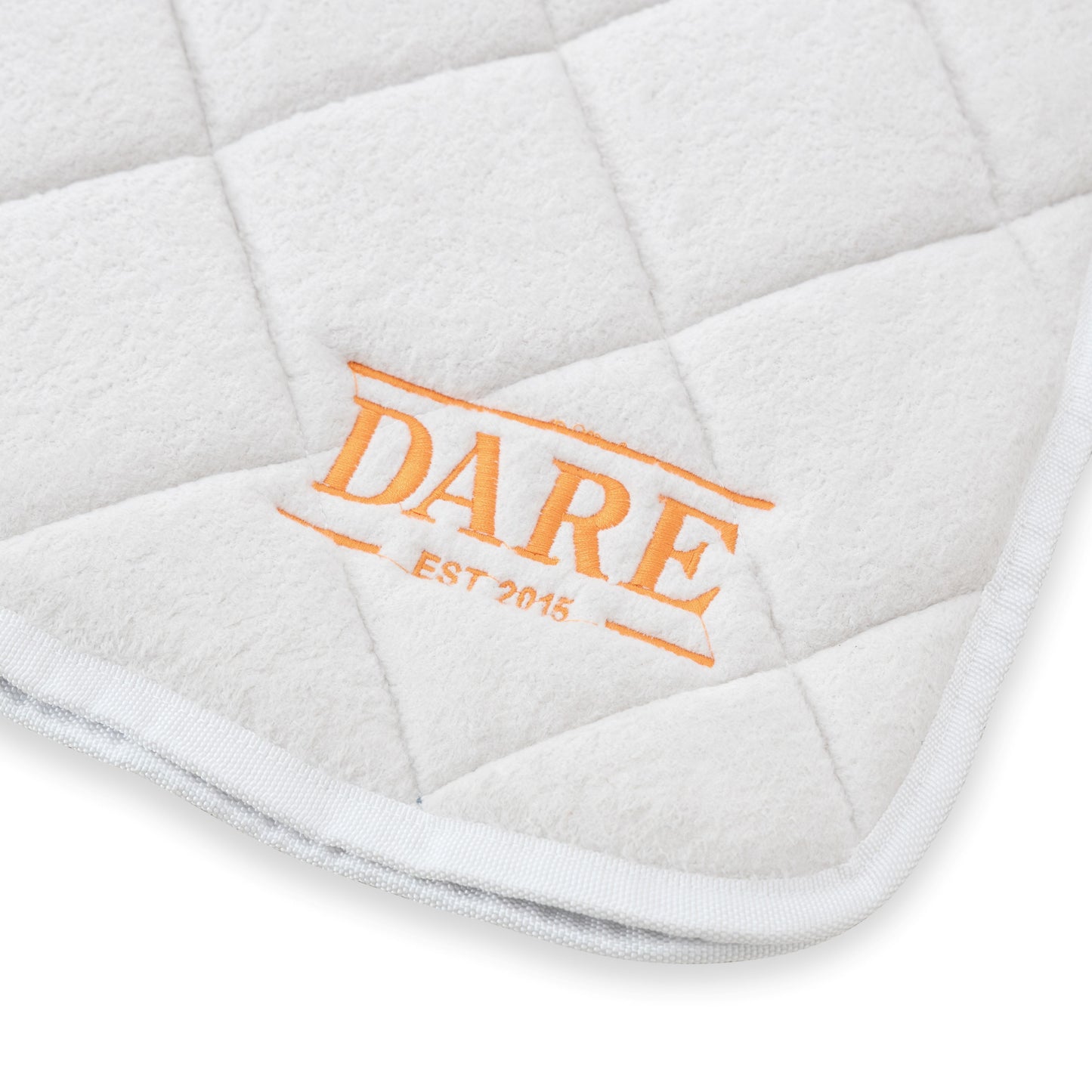SADDLE PAD & EAR BONNET SET - WHITE with Orange Logo