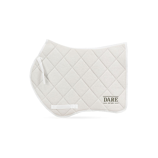 SADDLE PAD & EAR BONNET SET - WHITE with Green Logo