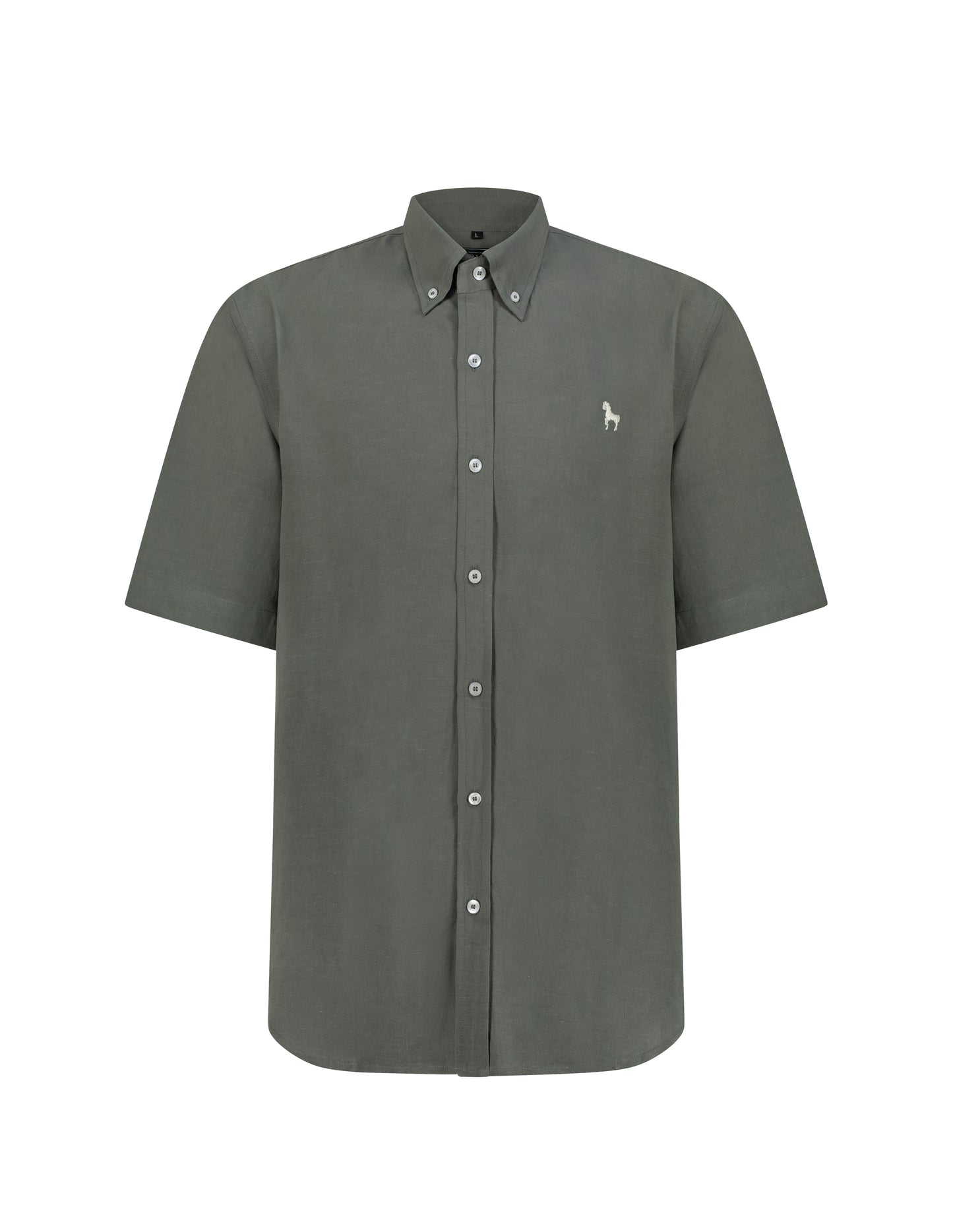 MALE LINEN POLO SHIRT - GRAY-GREEN
