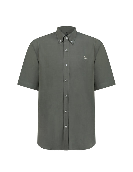 MALE LINEN POLO SHIRT - GRAY-GREEN