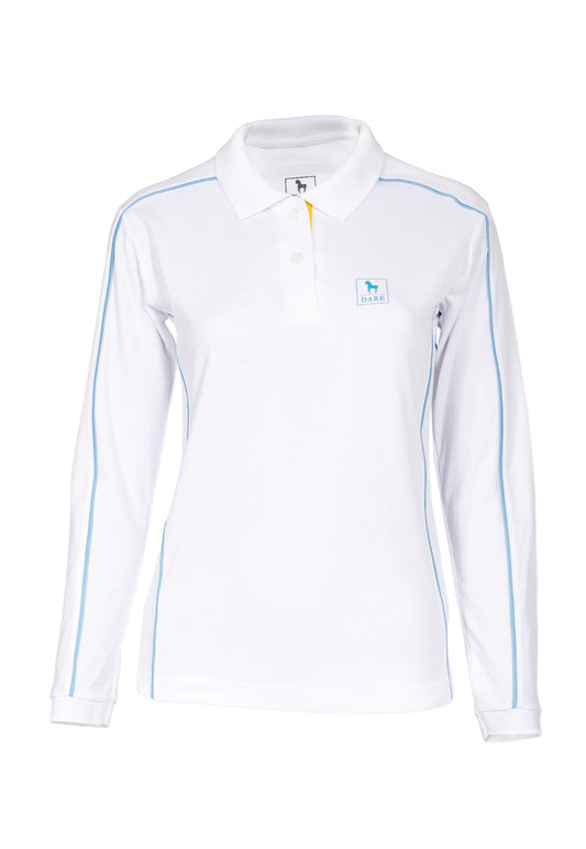FEMALE POLO SHIRT WHITE/SKYBLUE